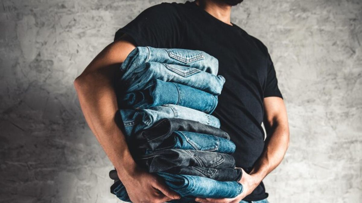 stacked jeans men